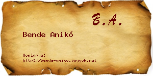 Bende Anikó névjegykártya